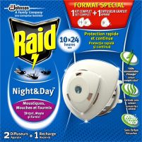 RAID Ден и нощ електрически изпарител + пълнител против насекоми
