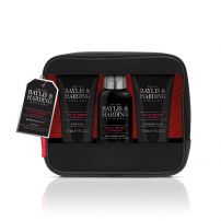 BAYLIS & HARDING SIGNATURE MEN'S BLACK PEPPER & GINSENG Подаръчен комплект  Чантичка за тоалетни принадлежности + Почистващ гел за коса и тяло 100мл + Афтършейв 50мл + Измиващ гел за лице 50мл