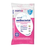 AGIVA Влажни кърпи антибактериални розови, 15 бр. 