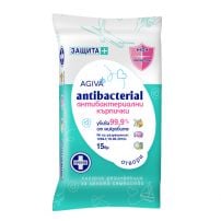 AGIVA Влажни кърпи антибактериални зелени, 15 бр. 