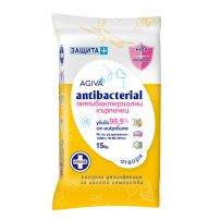 AGIVA Влажни кърпи антибактериални жълти, 15 бр. 