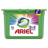 ARIEL 3IN1 Течни капсули за цветно пране, 15 бр.