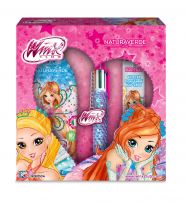 DISNEY WINX 3 Подаръчен комплект Шампоан 2в1, 250 мл + Блестящ спрей за коса, 75 мл + Многоцветна блестяща писалка