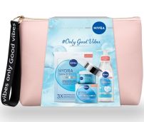 NIVEA #ONLYGOODVIBES Подаръчен комплект Hydra Skin Effect Pure Hyaluron Дневен крем , 50 ml + Измиващ гел, 150 ml +  Лист маска, 1 pcs