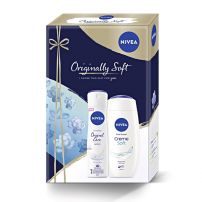 NIVEA ORIGINALLY SOFT Подаръчен комплект Део Спрей Original Care, 150 ml + Душ-гел Cr?me Soft, 250 ml