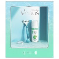 GILLETTE VENUS SMOOTH Подаръчен комплект Система за бръснене с 2 ножчета + Гел за бръснене Satin Care Sensitive, 75 мл