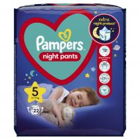 PAMPERS NIGHT PANTS Бебешки гащички за еднократна употреба нощни размер 5, 12-17 кг, 22 бр