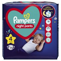PAMPERS NIGHT PANTS Бебешки гащички за еднократна употреба нощни размер 4, 9-16 кг, 25 бр