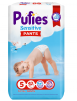 PUFIES SENSITIVE PANTS Бебешки гащички за еднократна употреба Junior размер 5, 12-18кг., 42 бр