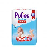 PUFIES SENSITIVE PANTS Бебешки гащички за еднократна употреба Extra large размер 6, 16+кг., 38 бр