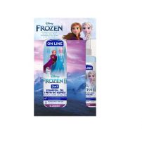 ON LINE DISNEY Комплект шампоан Princess Frozen, Душ-гел и пяна за ваня 3в1, 400 мл + Спрей за разресване наа коса, 200 мл 