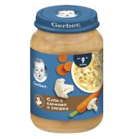 GERBER Пюре супа с карфиол и заешко от 9-ия месец, 190 гр.