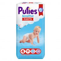 PUFIES SENSITIVE PANTS Бебешки гащички за еднократна употреба Maxi размер 4, 9-15 кг., 46 бр