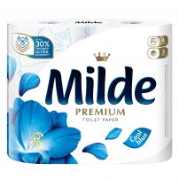 MILDE PREMIUM ULTRA SOFT Тоалетна хартия 3 пласта COOL BLUE, 4 бр.