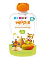 HIPP HIPPIS Био Плодова закуска пауч Банан, круша и манго 4+ месеца, 100 г