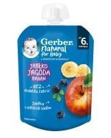 GERBER® Плодова закуска пауч Ябълка, боровинка и банан 6+ месеца, 80 г