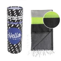 HELLO TOWELS Памучна кърпа Neon Сиво / черно, в подаръчна кутия