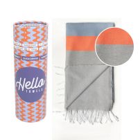 HELLO TOWELS Памучна кърпа Neon синьо / сиво, в подаръчна кутия
