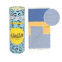 HELLO TOWELS Памучна кърпа Palermo синьо / жълто, в подаръчна кутия