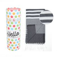 HELLO TOWELS Памучна кърпа Malibu черно / бяла, в подаръчна кутия