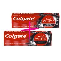 COLGATE MAX WHITE CHARCOAL Избелваща паста за зъби с активен въглен, 2бр x 75 мл.