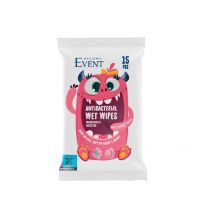 EVENT Антибактериални кърпи за деца с екстракт от маслинa, розови 15 бр