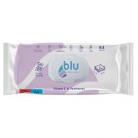 BLU WET CARE Мокри кърпи за почистване на тяло с витамин Е и пантенол, 64 броя 