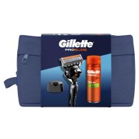 GILLETTE PROGLIDE Комплект Система за бръснене , 1 бр. с 1 ножче + Гел за бръснене , 200 мл + Поставка+Несесер