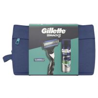 GILLETTE MACH 3 Комплект Система за бръснене , 1 бр.с 2 ножчета +  Гел за Бръснене , 200 мл + несесер