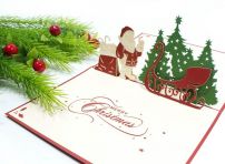 KIRIORI POP-UP Поздравителна картичка "Дядо Коледа с шейна"