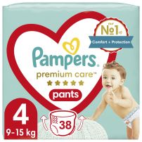 PAMPERS PREMIUM CARE PANTS Бебешки гащички за еднократна употреба Maxi размер 4, 9-15 кг., 38 бр.
