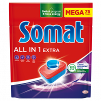 SOMAT MEGA All in 1 extra Таблетки за съдомиялна, 75 броя
