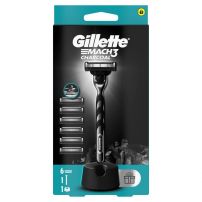 GILLETTE Mach 3 Charcoal  Система за бръснене с 6 ножчета и поставка, 2 бр.