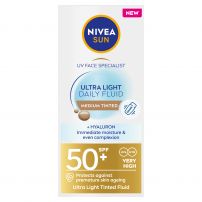 NIVEA SUN Цветен флуид за лице (среден тон) SPF50+, 40 ml