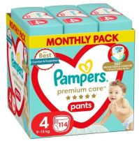 PAMPERS Premium Care Пелени-гащички   Размер 4, 9-15 kg, 114 бр.