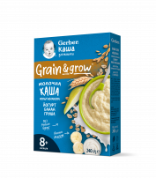 GERBER Мл.каша Овес, Пшен, Йогурт, Бан, Круша 8+м,  240г
