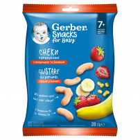 GERBER Царевичен Снакс с Ягоди и Банани 7+м,  28г