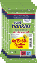WET HANKIES Антибактериални мокри кърпички 15 бр./оп., 2+2 бр