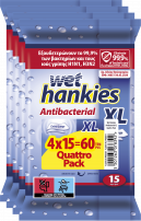 WET HANKIES Антибактериални мокри кърпички Clean XL, 15 бр. 2+2