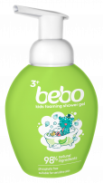 BEBO Детски душ гел на пяна 98% натурален с аромат на зелен банан и бамбук 3+, 300мл.