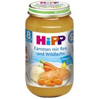HIPP Пюре Моркови, ориз и дива сьомга 8+ месеца 6535, 220 г 