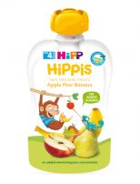 HIPP HIPPIS Био Плодова закуска пауч Ябълка, круша и банан 4+ месеца, 100 г
